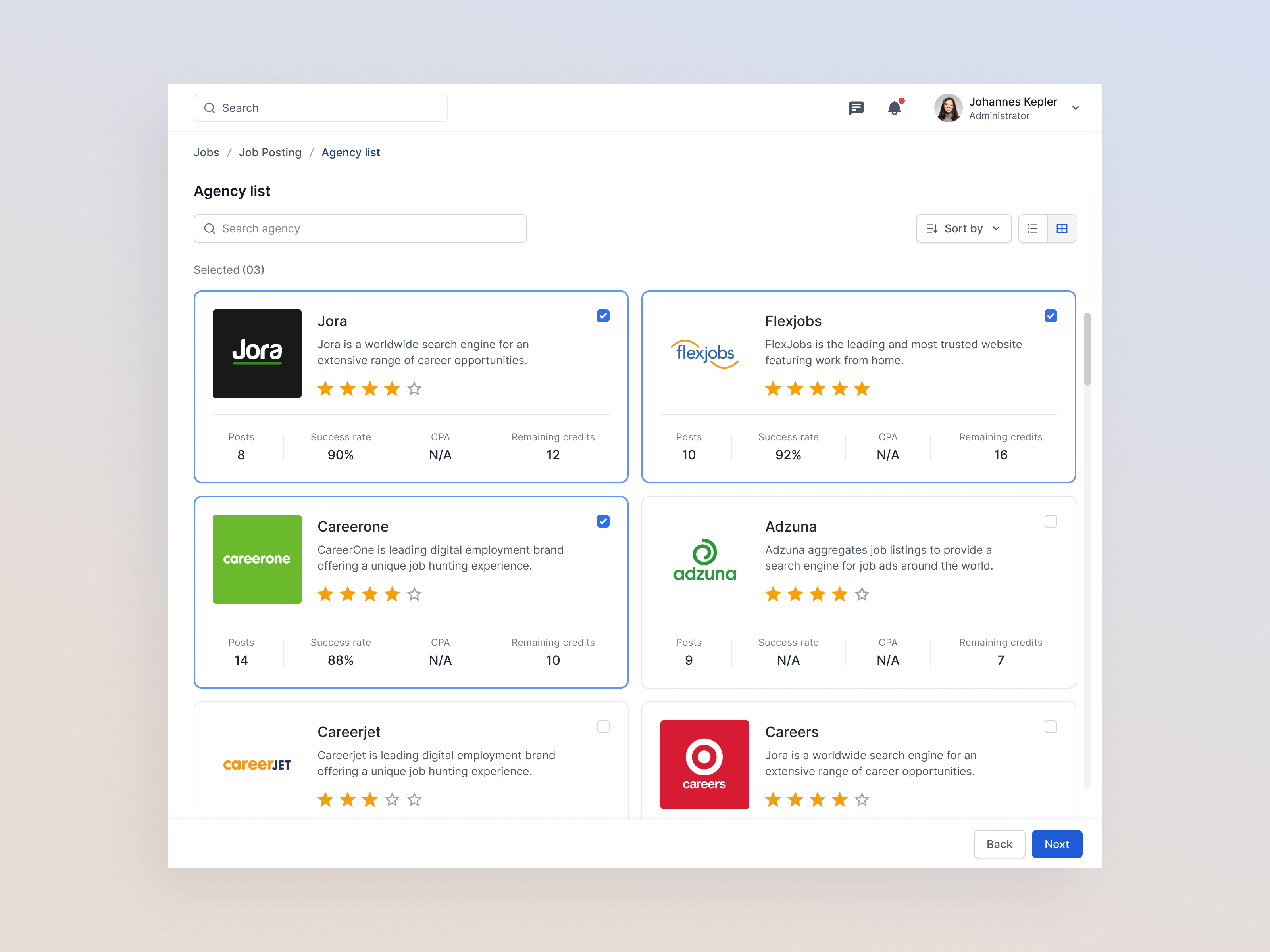 Agency List UI – Human Resource Management 👥 agency list ui b2b saas product hiring platform hiring teams hr tech hris human resource management system human resources interface design job posting layout design product design product redesign recruitment search and filter ui ui redesign uiux workflows