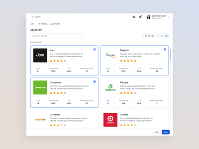 Agency List UI – Human Resource Management 👥 agency list ui b2b saas product hiring platform hiring teams hr tech hris human resource management system human resources interface design job posting layout design product design product redesign recruitment search and filter ui ui redesign uiux workflows
