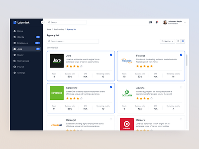 Agency List UI – Human Resource Management 👥 agency list ui b2b saas product hiring platform hiring teams hr tech hris human resource management system human resources interface design job posting layout design product design product redesign recruitment search and filter ui ui redesign uiux workflows