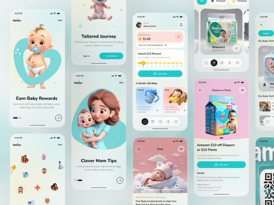 Baby Rewards App UI Concept Design – Track Milestones, Earn Joy app app design baby app baby care app baby milestone baby tracker ios mobile mobile app parenting app product design rewards app