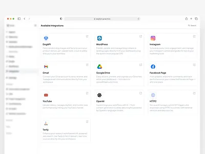 Available Integrations app design product design ui uiux web design