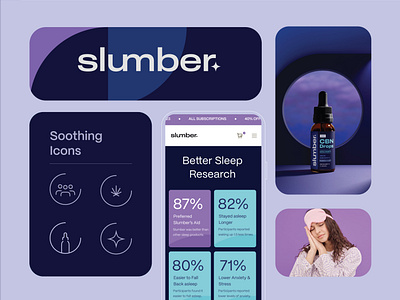 Slumber / Branding / CBD 3d branding cbd health illustration label design logo medical medicine night packaging supplement ui viramins website