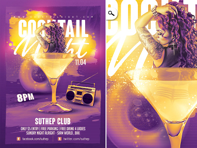 Cocktail Night Party Flyer print seasonal themed