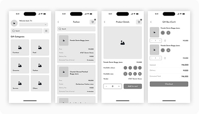 A simple user flow for a Gifting App figma high fidelity design mid fidelity product design ui ui design uiux design ux wireframe visual design wireframe