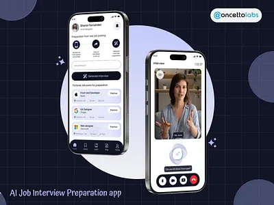 AI Job Interview Preparation App artificial intelligence interview interview preparation job ai job app job interview job related website meeting app mobile app ui uiuxdesign