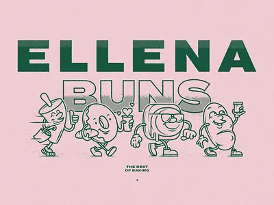 Ellena Mascots Illustration breakfast character cafe branding cartoon mascot character design coffee and donut flat illustration food branding grainy texture logotype milan arsenovic minimal color palette old school illustration quirky mascot raster texture retro character retro texture simple textured shadows two color illustration vintage mascot