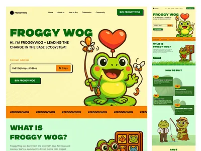 Meme Coin Landing Page Animation blockchain dashbaord design design services landing page landing page animation meme coin meme coin landing page design meme coin website micro motion graphics stable coin swan design agency ui web3 landing page website design