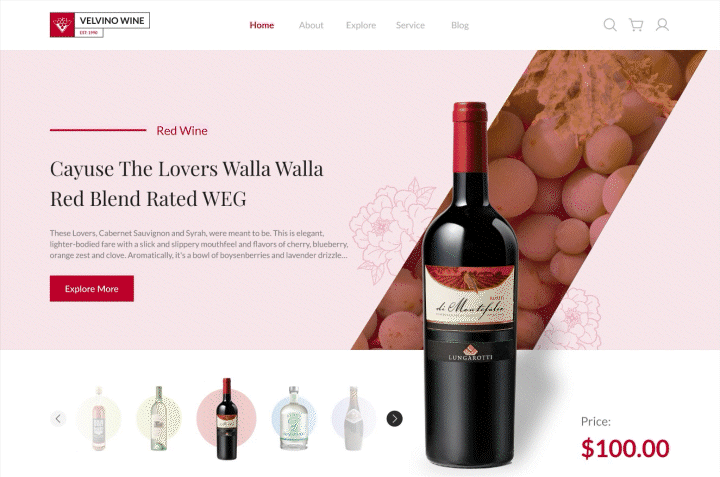 VELVINO WINE Website Motion Design animation branding motion graphics ui