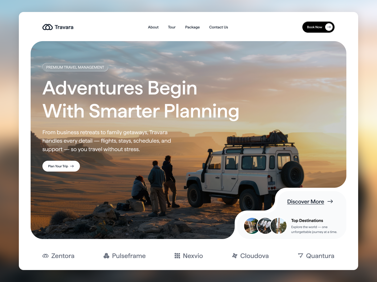 Travara - Trip Planning Landing Page landing page trip management landing pafe trip management website trip planing trip planing website trip planning landing page ui ux web design website website design
