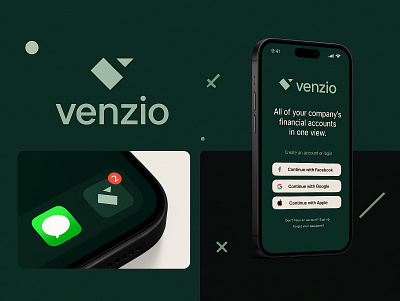 Venzio – Unified Financial Management for Your Business app branding design financial geometric graphic design logo management mobile ux