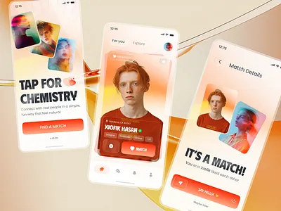 Dating App UI Design – Mobile-First Matchmaking Interface app design apple ui bold design clean interface dating app find love flow design glass ui interaction design love online minimal design mobile app ui mobile fisrt sleek design swipe ux ui ui design user interface ux design