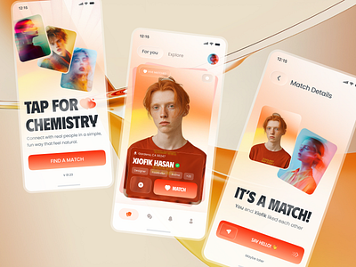 Dating App UI Design – Mobile-First Matchmaking Interface app design apple ui bold design clean interface dating app find love flow design glass ui interaction design love online minimal design mobile app ui mobile fisrt sleek design swipe ux ui ui design user interface ux design
