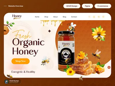 Honey Bee - E-commerce Website branding figma graphic design illustration landing page product design ui ux website design