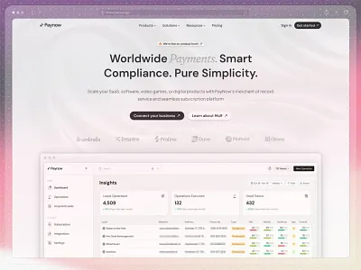 Paynow E-commerce Platform data figma graphic design interface landing page minimalist saas table ui