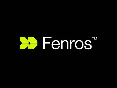 Fenros Logo Symbol & Wordmark arrow bold brand design brand identity brand visual identity branding fast fast forward icon logo logo design logo wordmark logotype modern negative space symbol tech technology visual identity wordmark