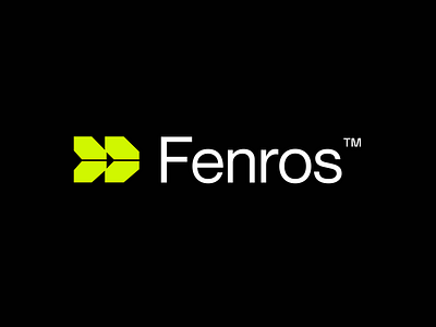 Fenros Logo Symbol & Wordmark arrow bold brand design brand identity brand visual identity branding fast fast forward icon logo logo design logo wordmark logotype modern negative space symbol tech technology visual identity wordmark
