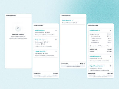 💳 HelloGov – Desktop Checkout Order Summary (Exploration) checkout checkout flow checkout summary crm ecommerce egov government government service mobile checkout mobile ecommerce order overview order summary product summary shipping summary summary total summary