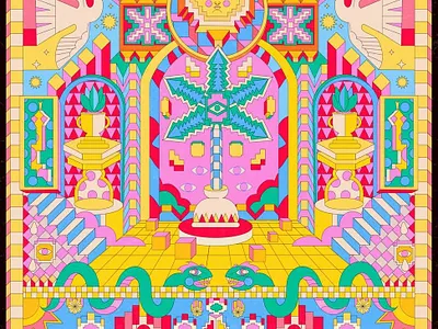 palm 🌴 art artwork cubisme dessin geometric graphic design illustration illustrator logo poster psychedelic vector yoaz