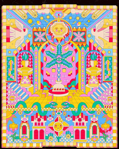 palm 🌴 art artwork cubisme dessin geometric graphic design illustration illustrator logo poster psychedelic vector yoaz