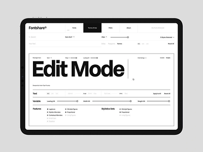 Fontshare: Typeface Customizer & Editor clean clean design design edit moder font design fontshare graphic design minimalist platform platform design ui ui design user user experience user friendly user interface uxui