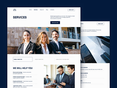 Services, About Us, Contact pages for a law firm website about us clean contact us design footer form header home page landing page law law firm design minimal modern ui navigation responsive sevices ui ux web website