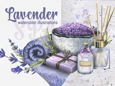 Lavender Spa Watercolor Set cosmetics