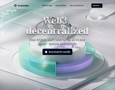 Cryptralize — Web3 Decentralized Finance Landing Page 3dui blockchainui cryptoapp cryptodesign decentralizeddesign defi figmadesign glassmorphism landingpage moderninterface nftplatform popular ui ux uxuidesign web3