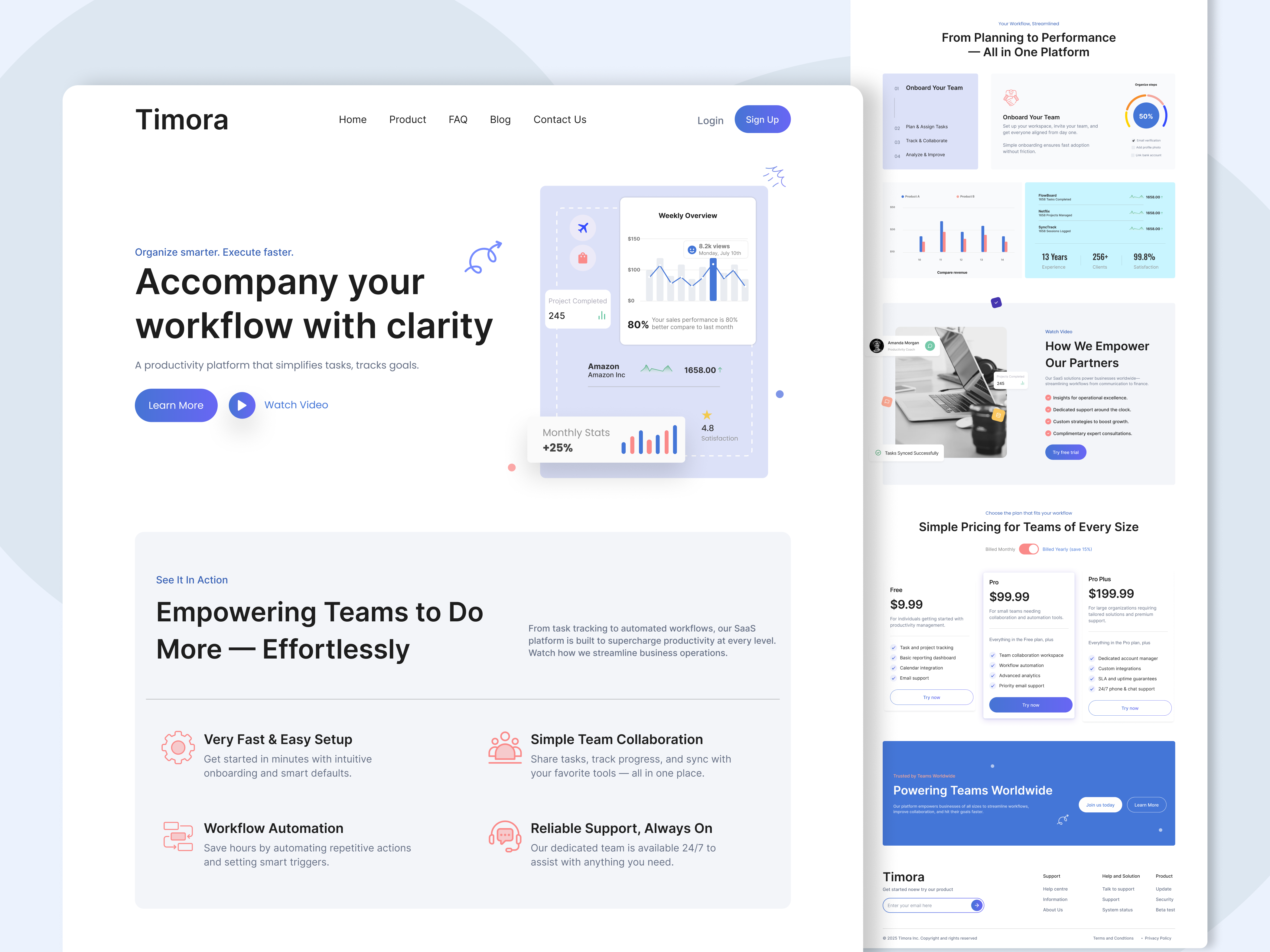 Productivity Saas Landing Page automation clean design collaboration tool design inspiration enterprise saas landing page minimal ui modern ui productivity saas startup tools task manager tech startup uiux web app web design website design workflow