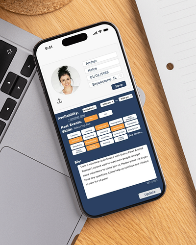 Volunteer Host Profile UI – App Concept app concept app interface charity app community engagement event host ui event management app mobile app design mobile ui modern ui design nonprofit design nonprofit ui profile page skill matching social good design ui design user interface ux design volunteer app volunteer host volunteer management