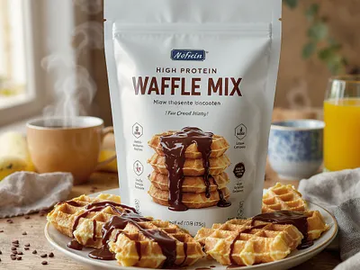 Waffle Mix pouch packaging design branding design food food packaging graphic design label design packaging design pouch design pouch label product design product label product label design waffle waffle mix