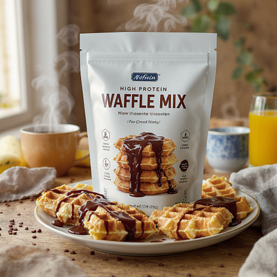 Waffle Mix pouch packaging design branding design food food packaging graphic design label design packaging design pouch design pouch label product design product label product label design waffle waffle mix