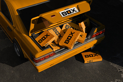 Box on Car Trunk Mockup PSD box box mockup box on car trunk mockup psd branding design macbook mockup mockup packaging template