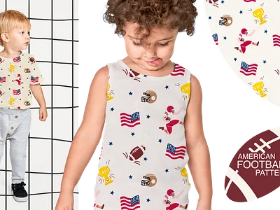 American Football-Themed Pattern for Children’s Products vibrant childrens pattern.