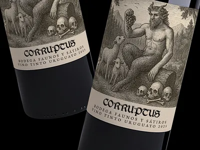 CORRUPTUS - Wine label illustration black and white bottle branding graphic design illustration label wine wine bottle