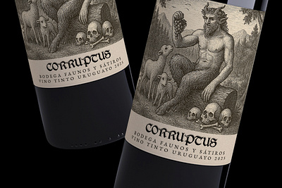 CORRUPTUS - Wine label illustration black and white bottle branding graphic design illustration label wine wine bottle