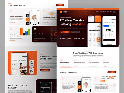 Fitness App landing page app landing page design fitness metrics fitness trainer app jogging app landing page ui design ux design web design