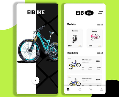 E-Bike App UI/UX Concept – Modern & Clean Shopping Experience appdesign bicycleapp bikeshop business cleandesign design dribbbleux ebike ecommerceapp figmadesign fitnessapp illustration landing page minimalui mobile app design mobile ui productdesign ui uiux uxdesign