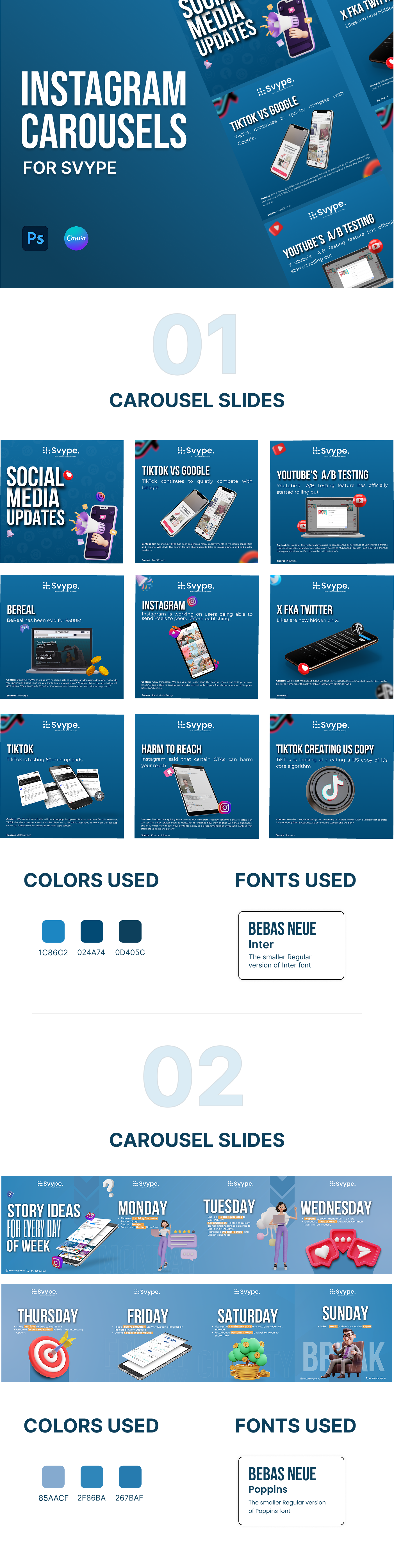 Instagram Carousels (Svype) carousel graphic design holidays instagram instagrampost socialmedia socialmediaposts weekdays