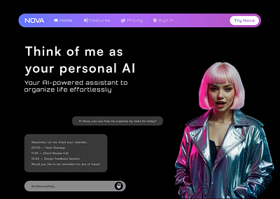 NOVA – Your Everyday AI Companion 🚀 3d 3d modeling ai website design animation best design 2025 glassmorphic ui design graphic design latest design trends micro interaction motion graphics top 10 website design ui