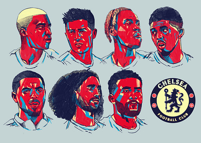 Chelsea 25/26 Pt.1 character chelsea football football illustrated illustration illustrator london chelsea people portrait portrait illustration portraits portraits illustrated soccer soccer game soccer illustrated