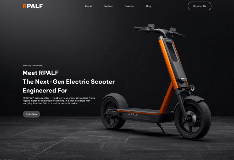 PALF – Web Design Concept for a Premium E-Scooter Brand ai branding design graphic design productpage ui