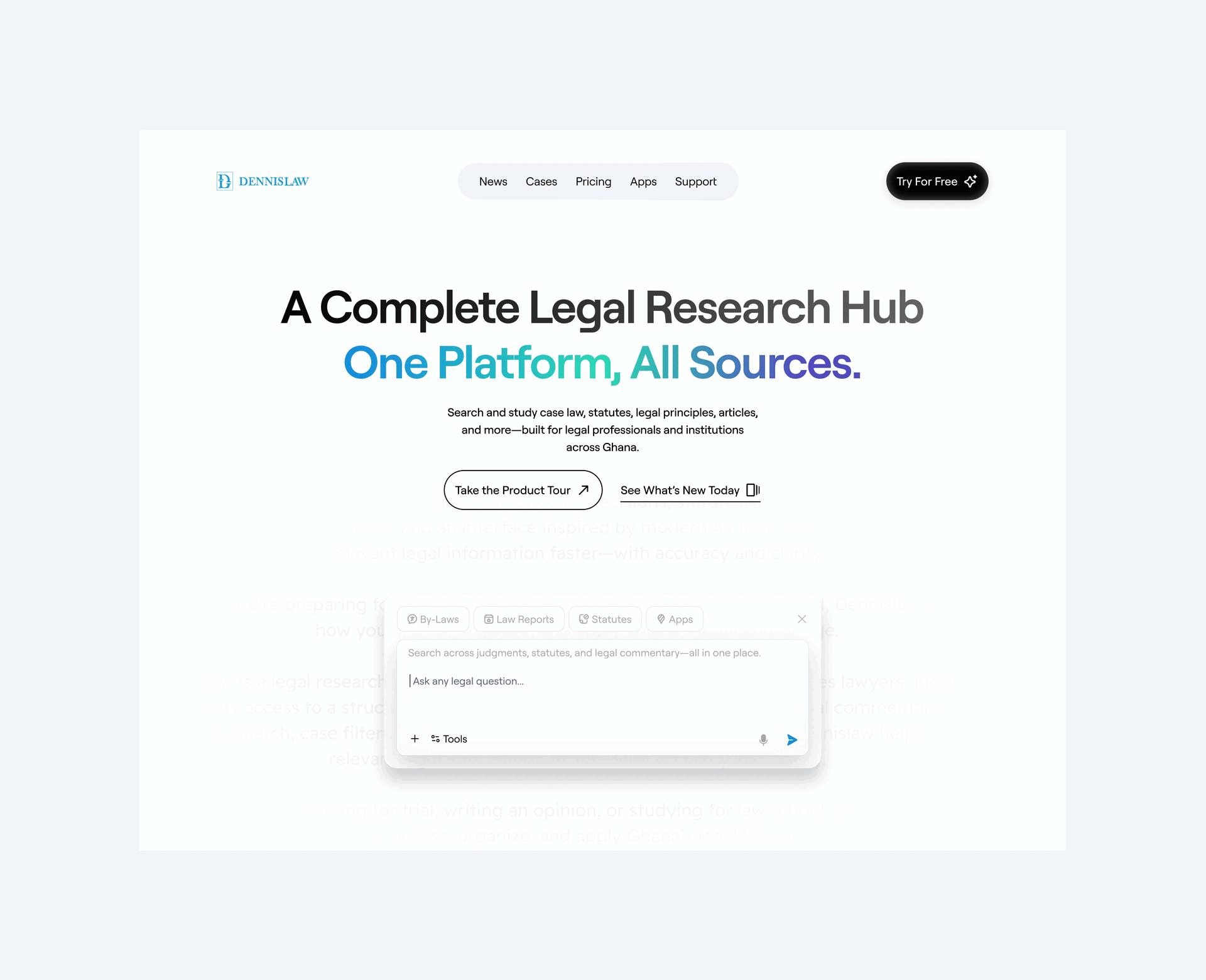 Legaltech - AI Research Assistant Landing page ai ai model artificial intelligence bolaji akangbe early stage figma ghana landing page law laws lawtech legaltech models product designer startup thisbolaji ui ux uxui website