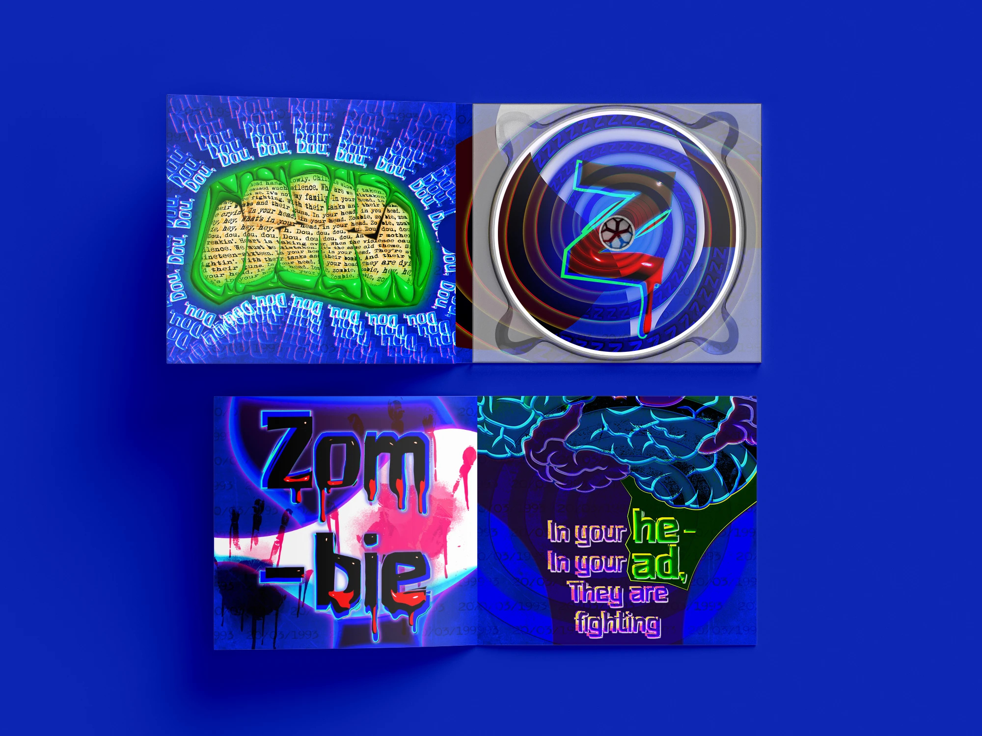 The Cranberries - Zombie 4-Panel and Album Cover 3d album album cover cover cover design design graphic design letter lettering music music album panel panel design poster poster design the cranberries typography typography design vector zombie