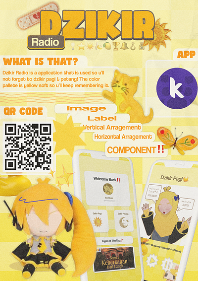 Dzikir Radio UI dakwah design figma graphic design illustration islamic kodular poster ui ux vector yellow