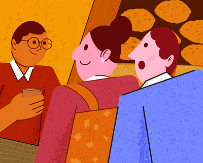 At the supermarket art business buy comersial delivery flat illustration sale store supermarket