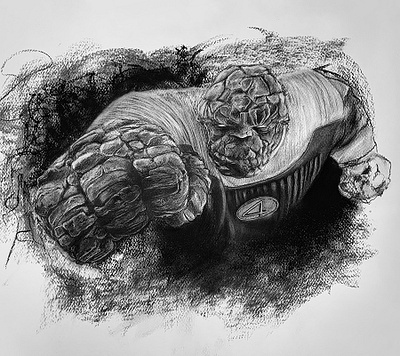 The Fantastic Four | The Thing | Charcoal Drawing art arte charcoal desenho dibujo drawing marvel the fantastic four the thing