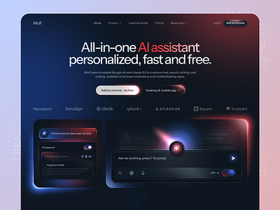 AI Assistant Landing Page ai chrome design landing page ui user interface ux web webdesign website