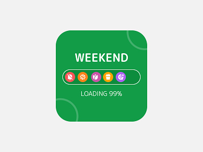 Your weekend is loading activities badges card design illustrations loading ui web design weekend widget