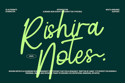 Rishira Notes - Modern Handwritten Script font fonts handwritten lettering type design typeface typography
