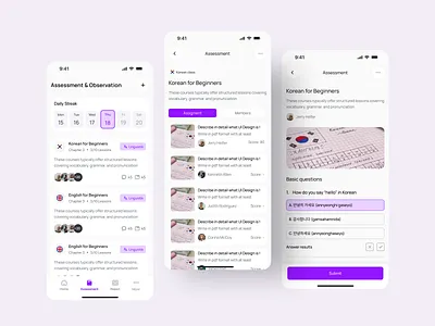 School Assessment App app app design assessment educational app mobile app report ui ux